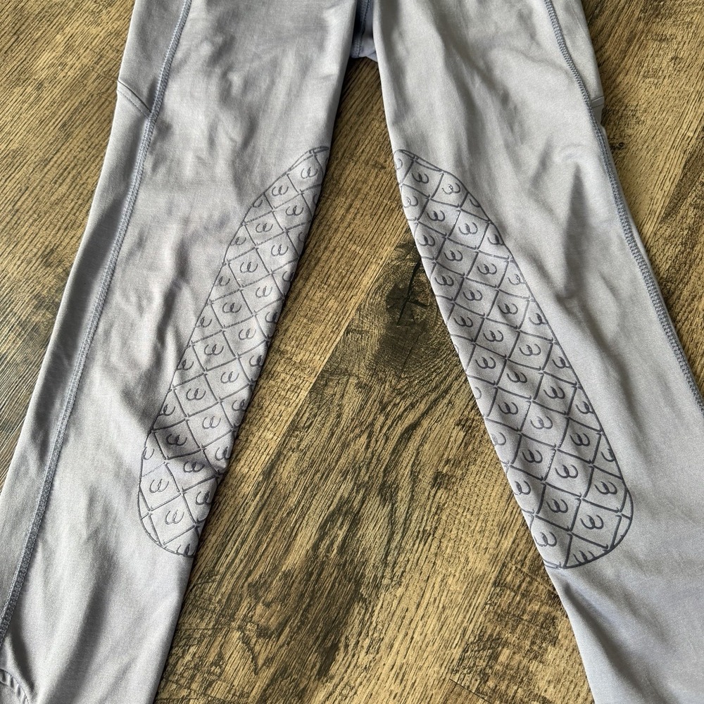 Ovation Youth Riding Tights SM 26 Gray Silicone Knee Patch Equestrian Breeches - Picture 2 of 10
